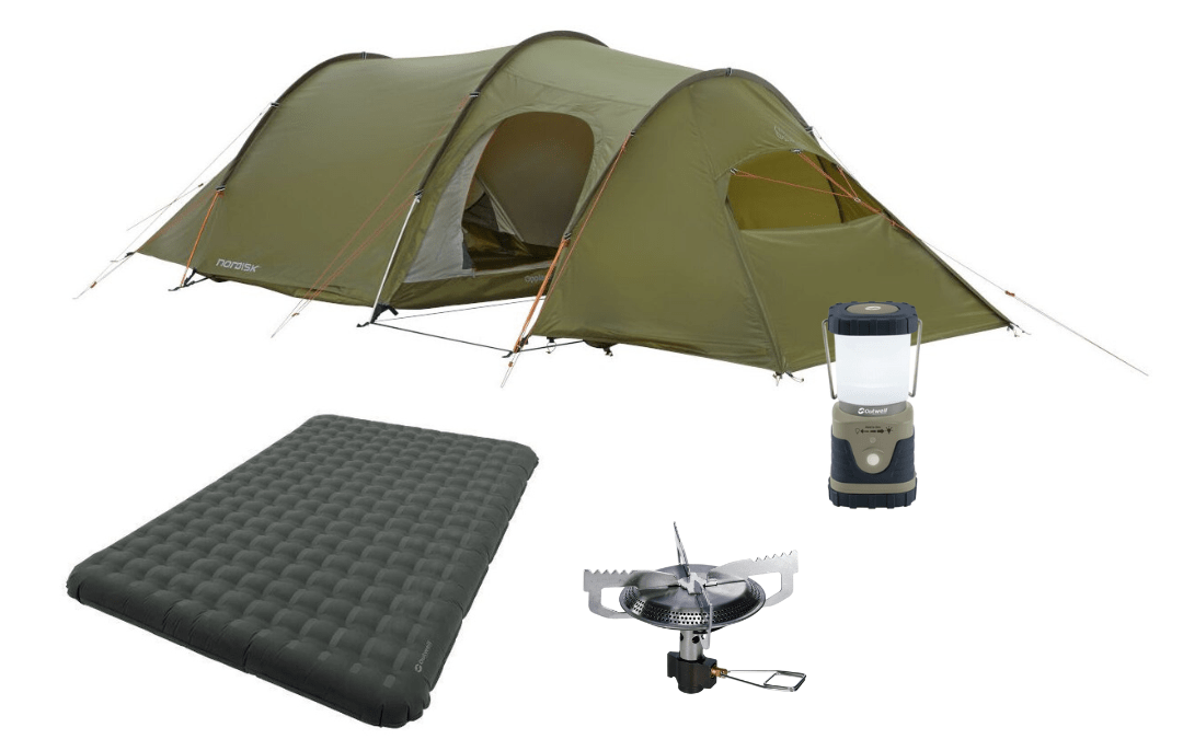 Camping-Set für 2 Pers. Tunnelzelt & Ausrüstung – Nordisk Oppland